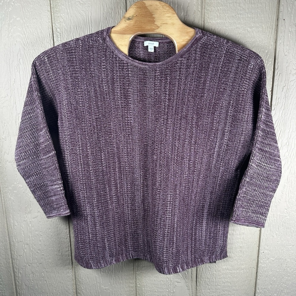 J. Jill Knit Pullover Sweater Womens XL Maroon Round Neck Cotton Rayon Side Slit